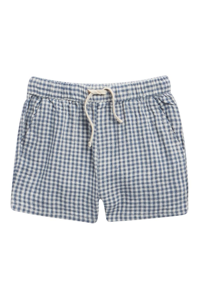 Perry Gingham Linen Blend Shorts, Main, color, MARINE