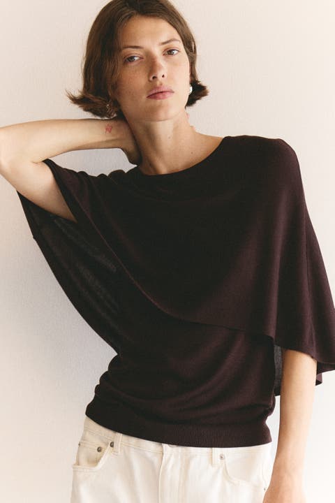 Fine-knit Cape Top