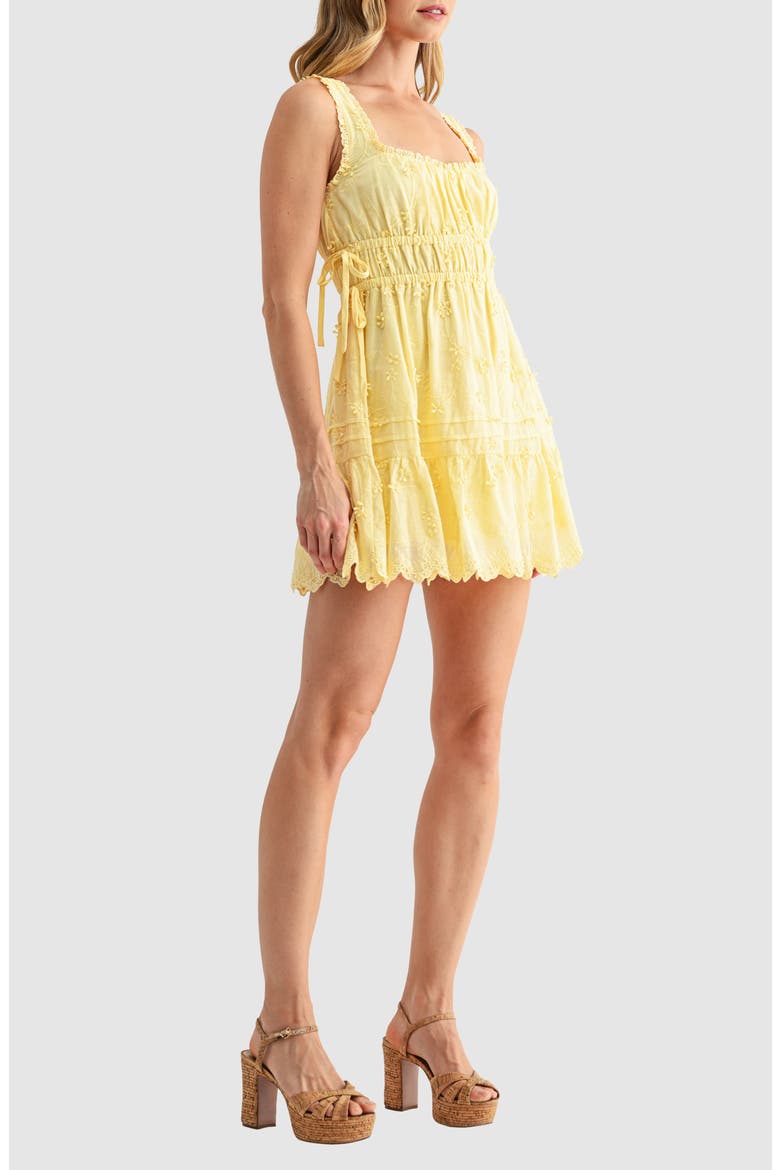 3D Floral Embroidered Minidress, Alternate, color, BUTTER YELLOW