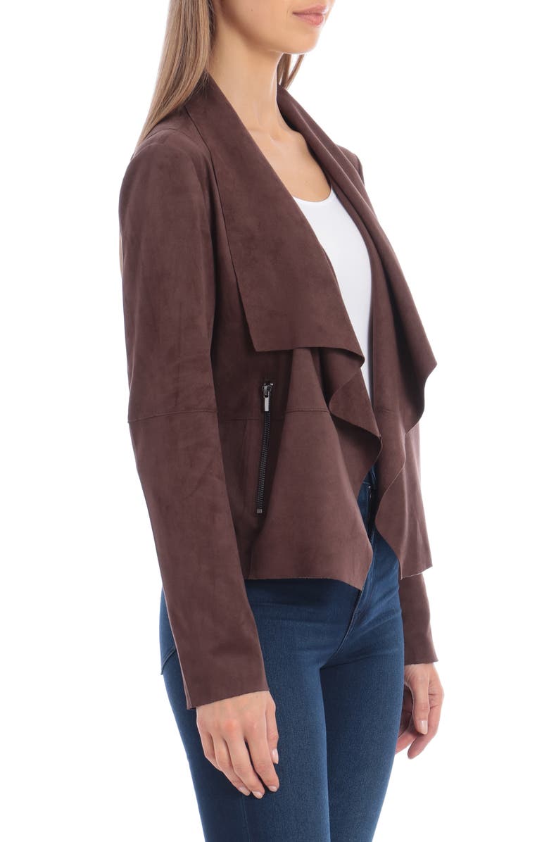Bagatelle Draped Faux Suede Jacket, Alternate, color, Chocolate