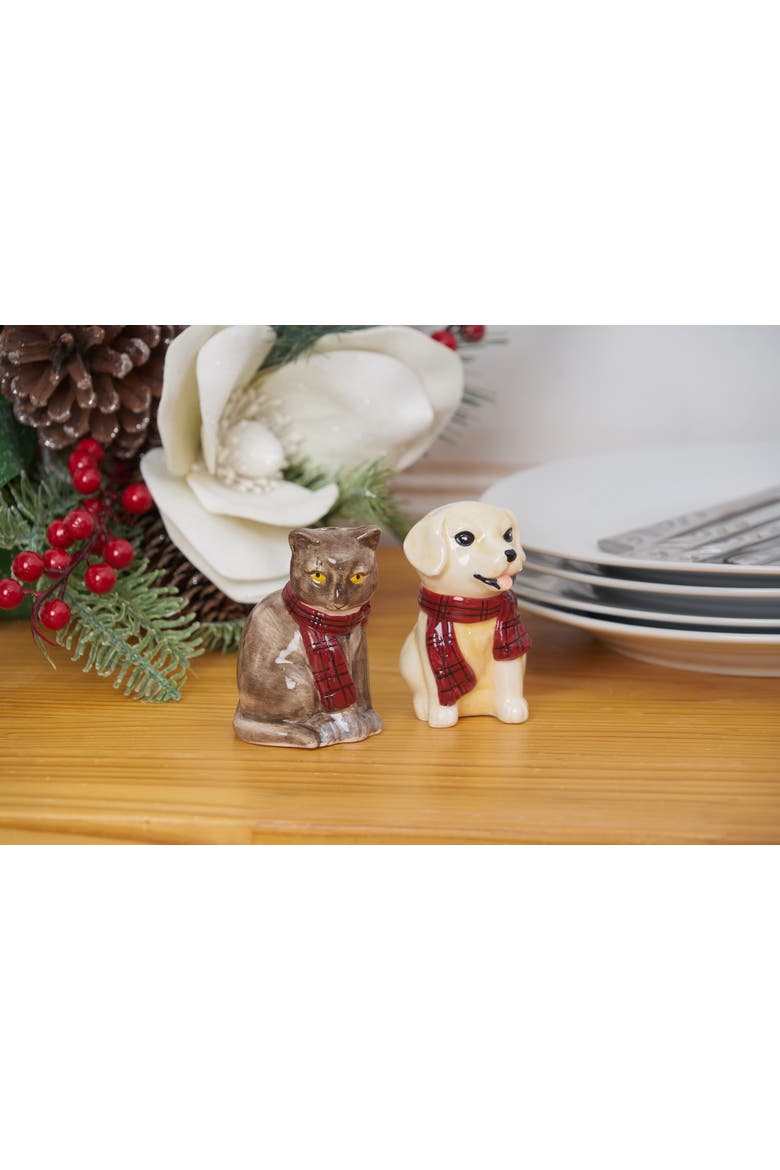 Christmas Dog and Cat Salt & Pepper Shakers Set of 2, Alternate, color, Red
