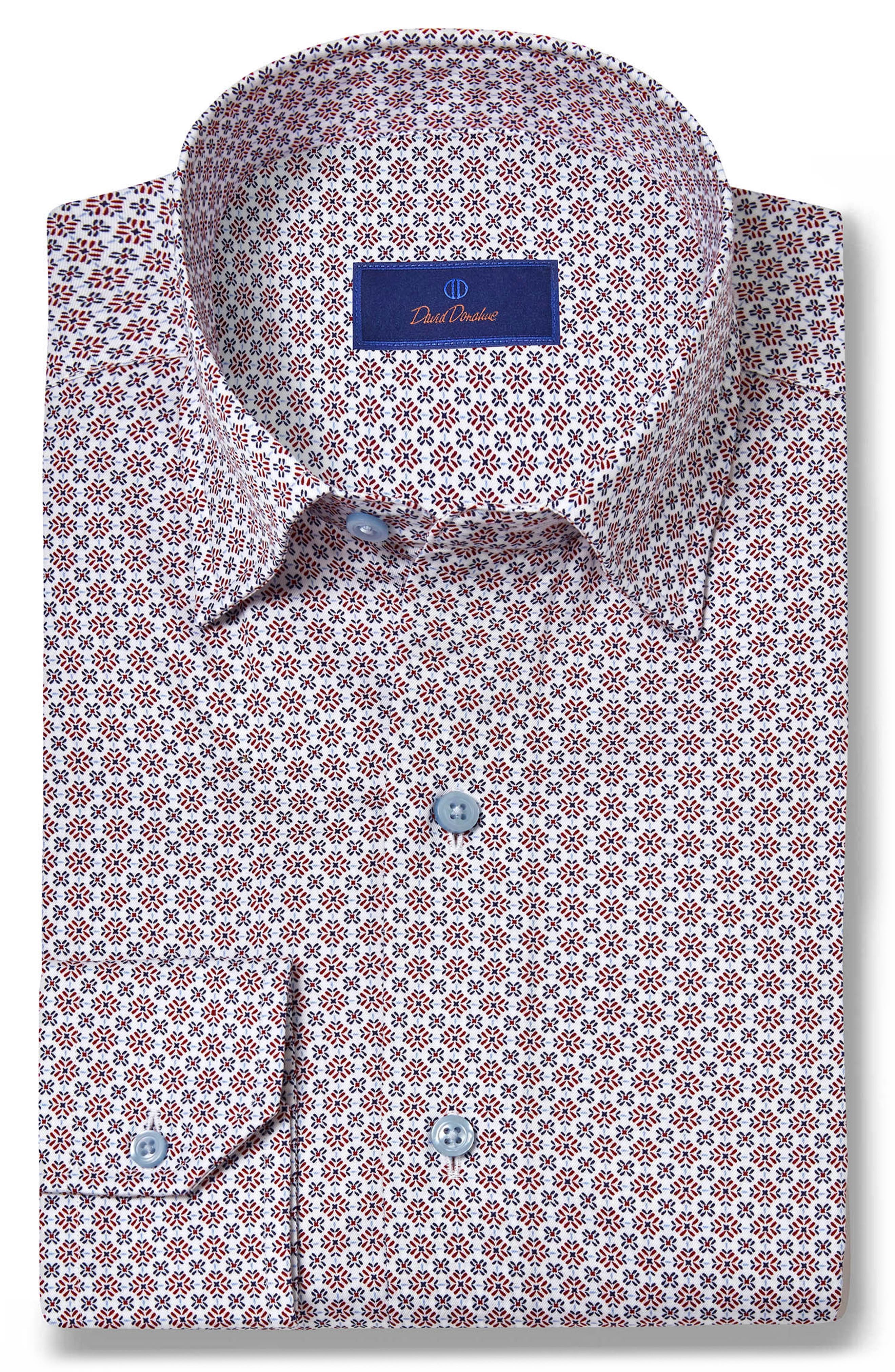 David Donahue Classic Fit Geometric Dress Shirt
