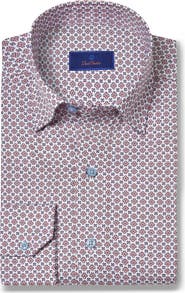 David Donahue Geometric Print Sport Shirt