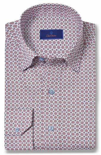 David Donahue Geometric Print Sport Shirt
