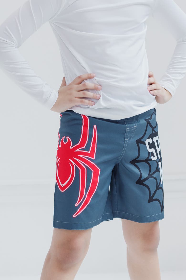 Spider-Man UPF 50+ Swim Trunks, Alternate, color, Spidey Blue Grey