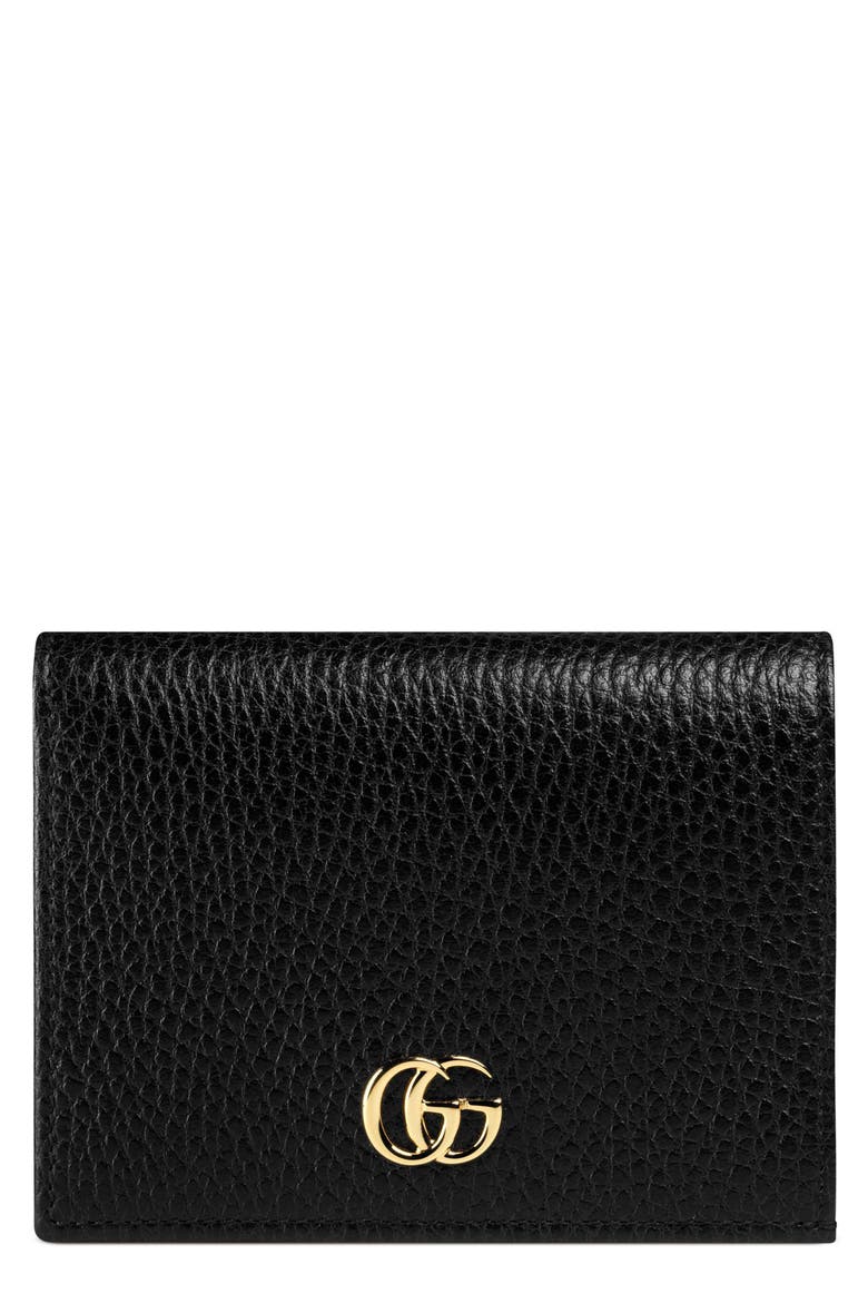Petite Leather Card Case, Main, color, NERO/ NERO