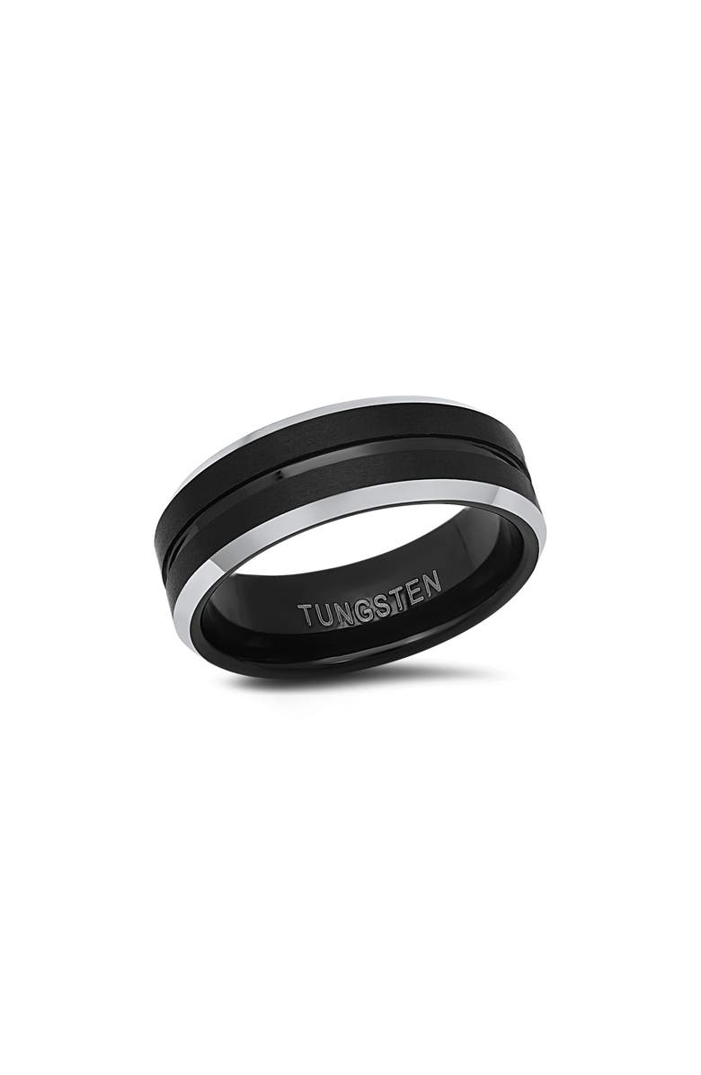 HMY JEWELRY Men's Two-Tone Ring, Alternate, color, Silver/ Black