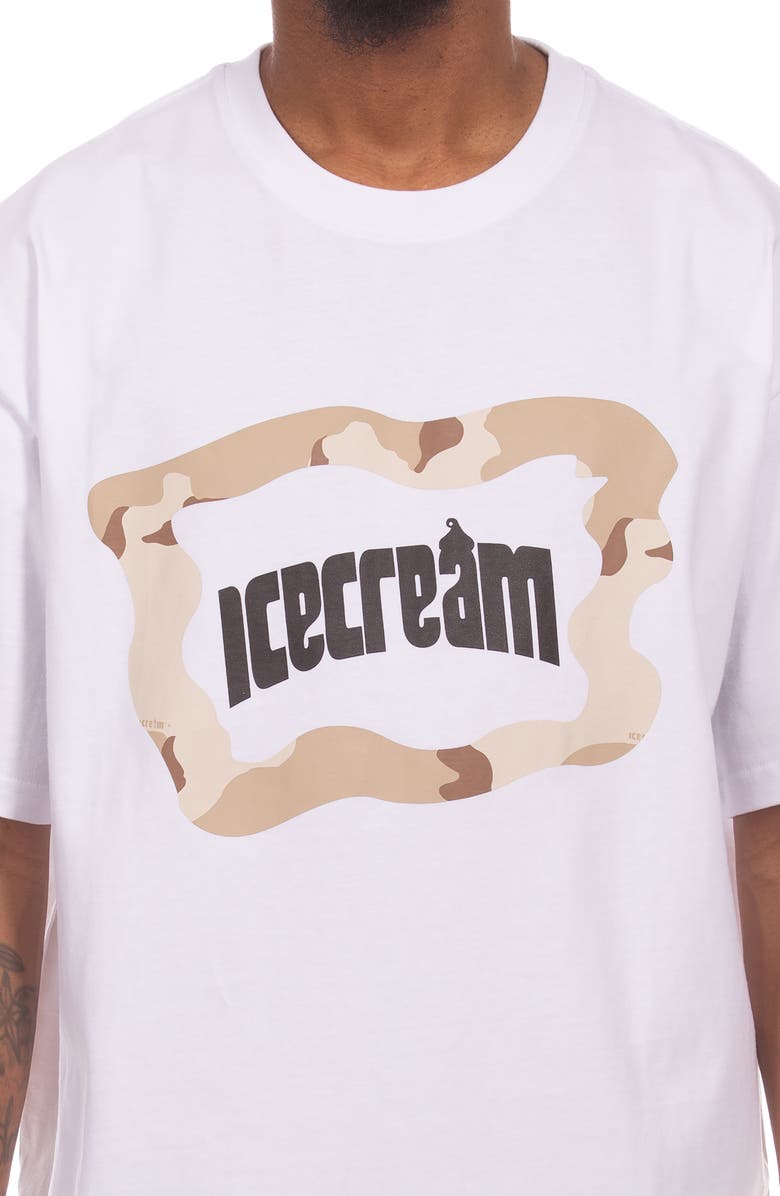 ICECREAM Taupe Cotton Graphic T-Shirt, Alternate, color, White