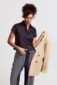 The Shirt by Rochelle Behrens The Boxy Cropped Short Sleeve Shirt