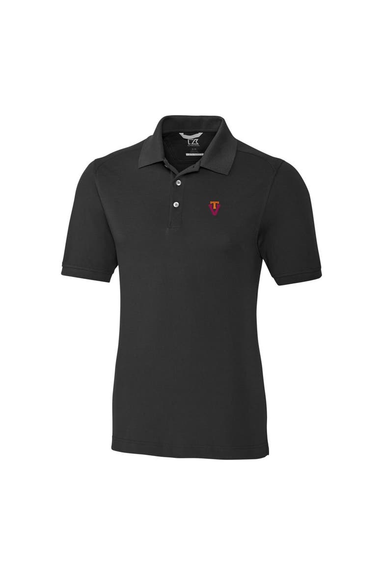 Men's Cutter & Buck Black Virginia Tech Hokies Advantage Tri-Blend DryTec Pique Polo, Alternate, color, Black