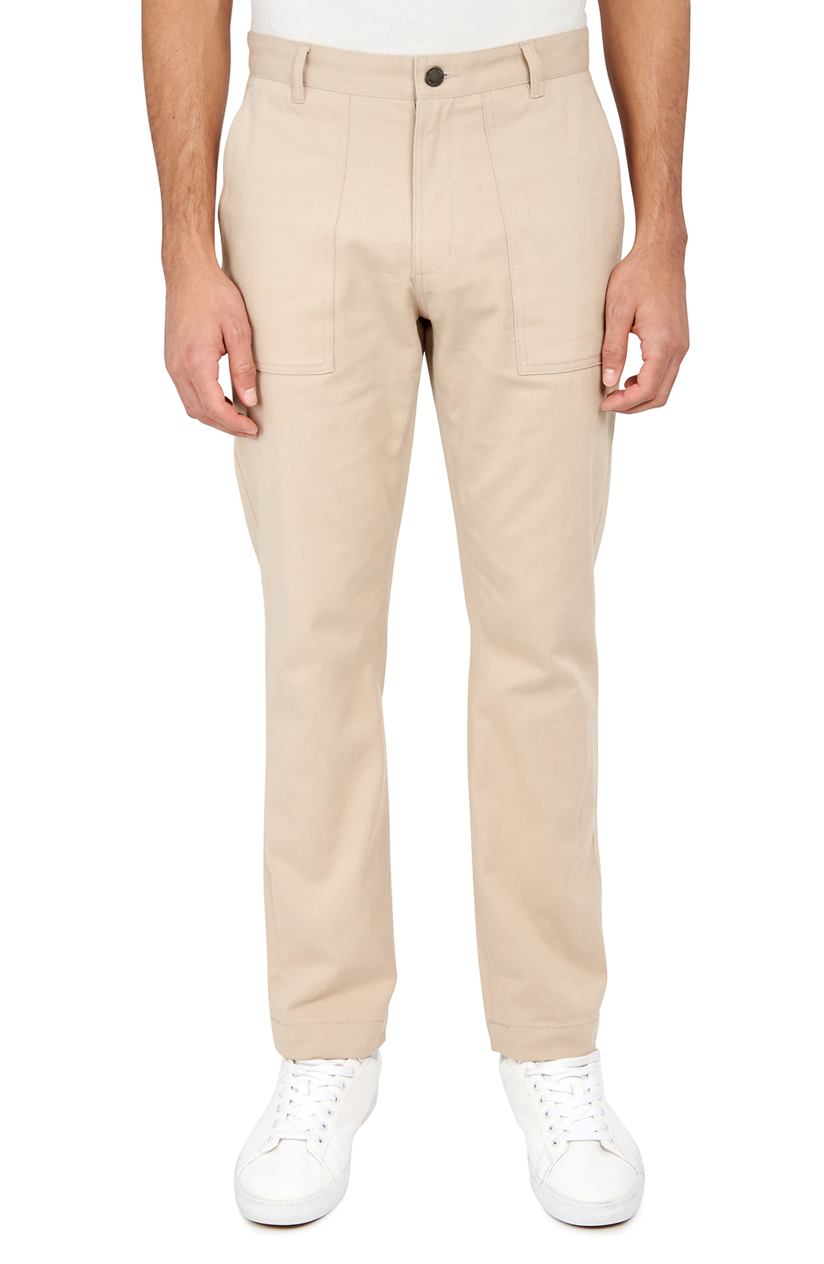 Slim Fit Solid Cotton Stretch Utility Pants - image 5