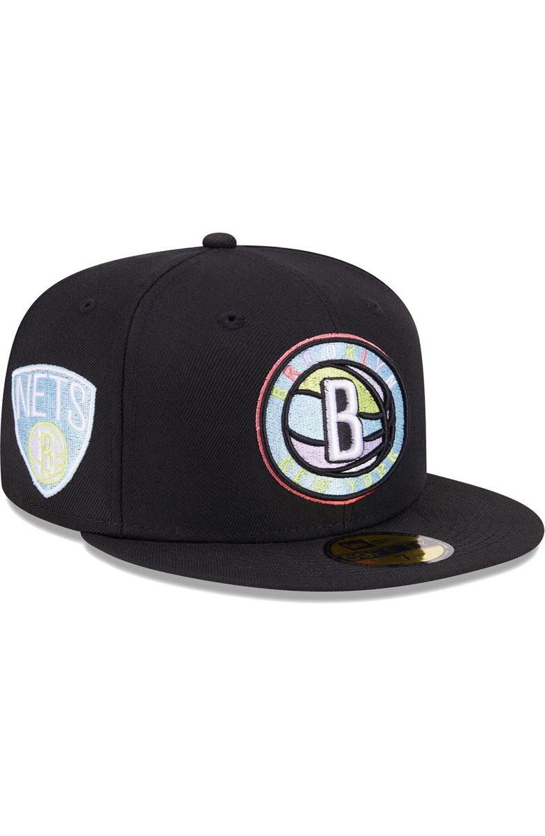 New Era Men's New Era Black Brooklyn Nets Color Pack 59FIFTY Fitted Hat, Main, color,