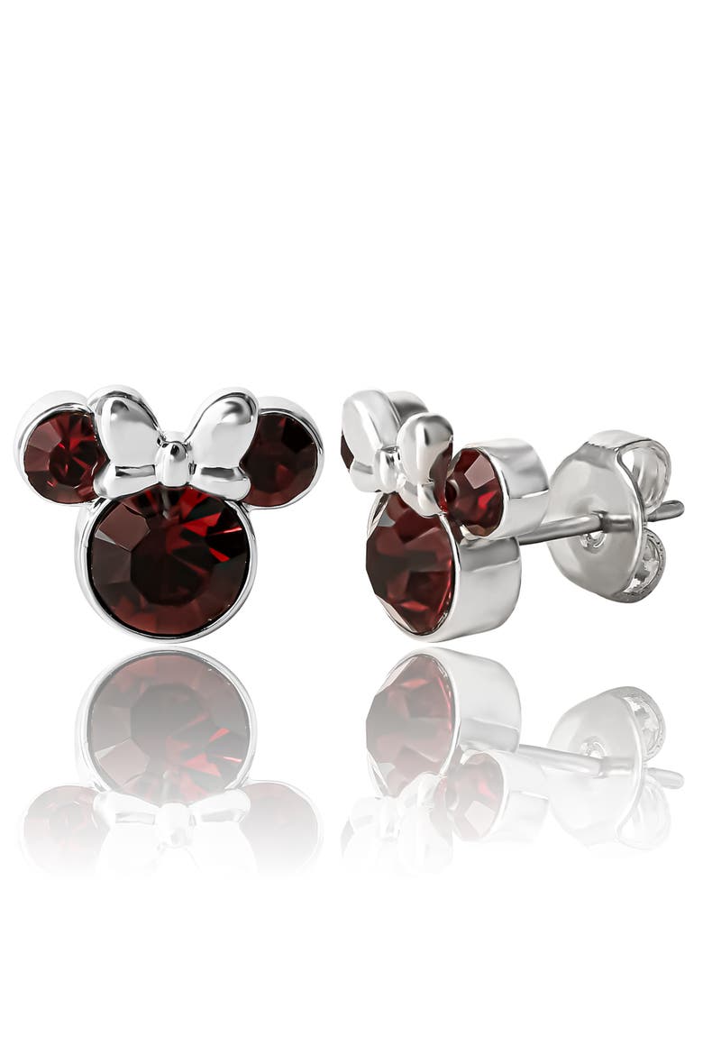 Birthstone Stud Earrings, Alternate, color, January - Burgundy Crystal