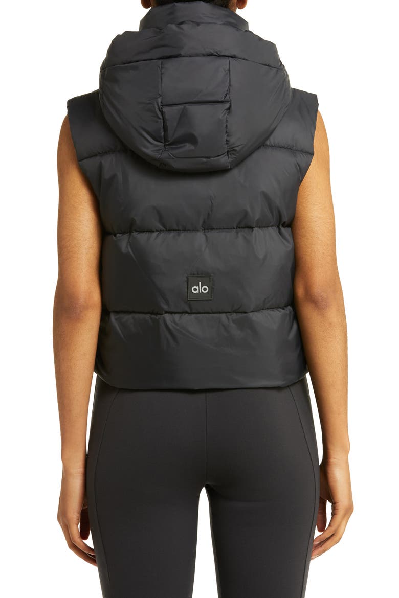Gold Rush Hooded Puffer Vest, Alternate, color, BLACK