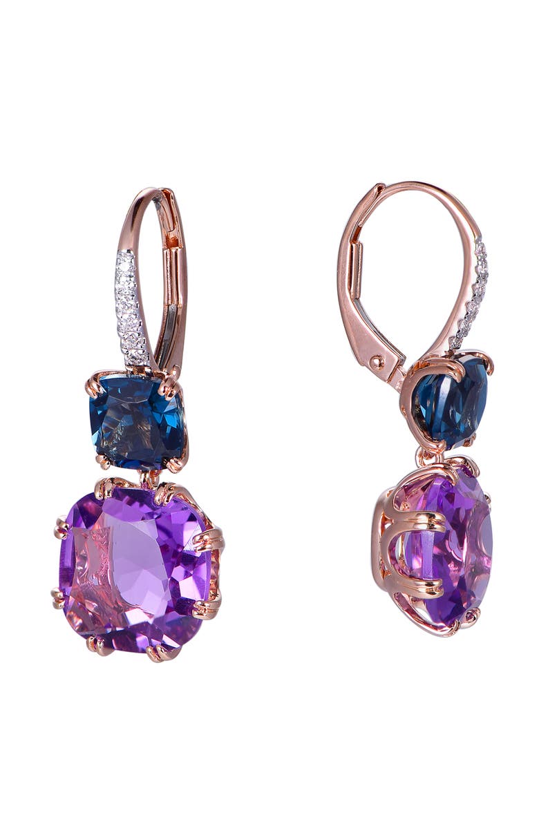 Kahn High Jewelry Amethyst & London Blue Topaz Earrings with Diamonds, Alternate, color,