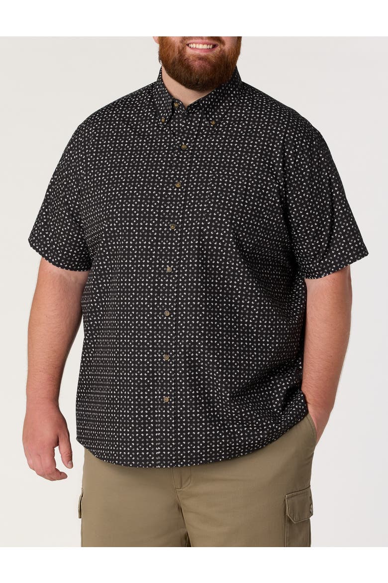Big & Tall Easy-Care Micro Print Sport Shirt V3, Main, color, BLACK