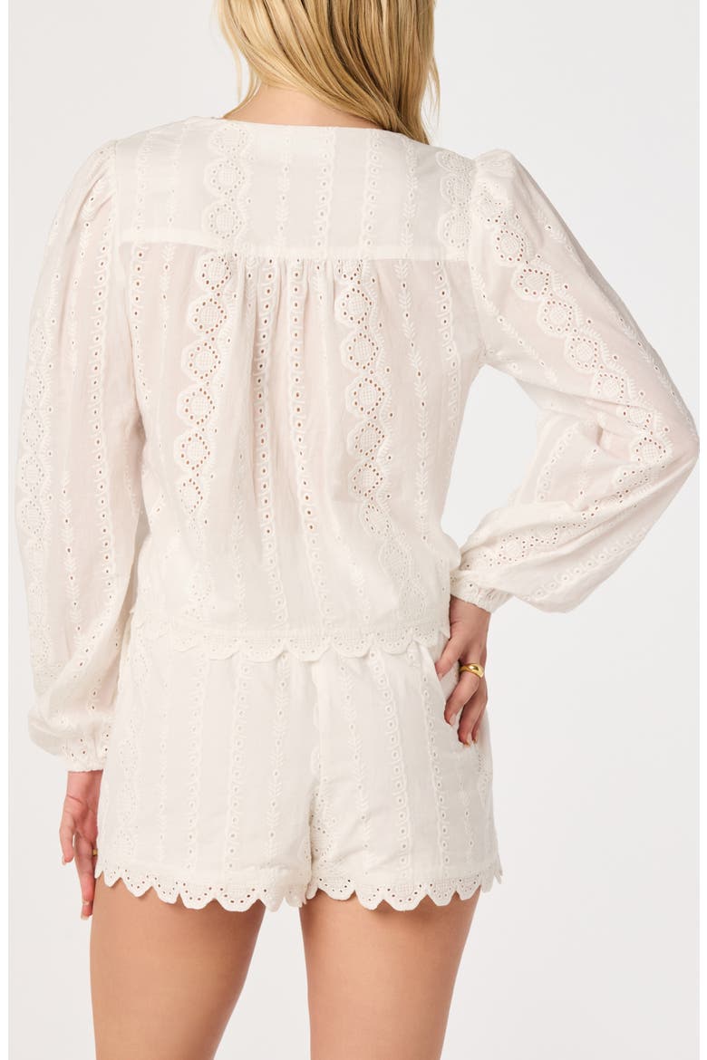 Leah Tie Front Eyelet Top, Alternate, color, WHITE