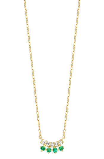 Bony Levy El Mar 18k Yellow Gold Emerald & Diamond Curved Bar Pendant Necklace In 18k Yellow Gold