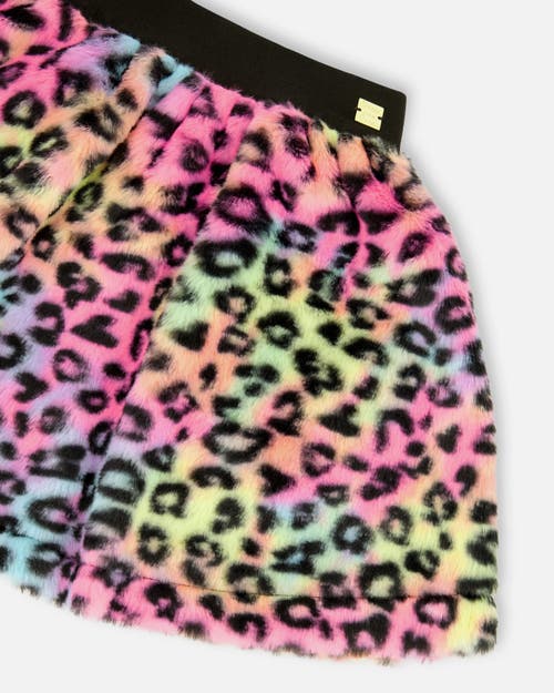 Deux Par Deux Faux Fur Skirt Multicolor Leopard In Animal Print