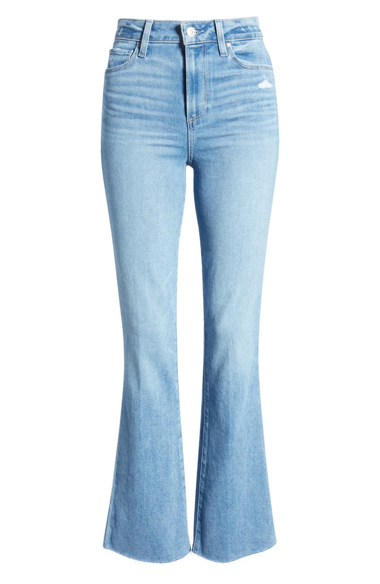 PAIGE Laurel Canyon High Waist Raw Hem Flare Leg Jeans, Alternate, color, 