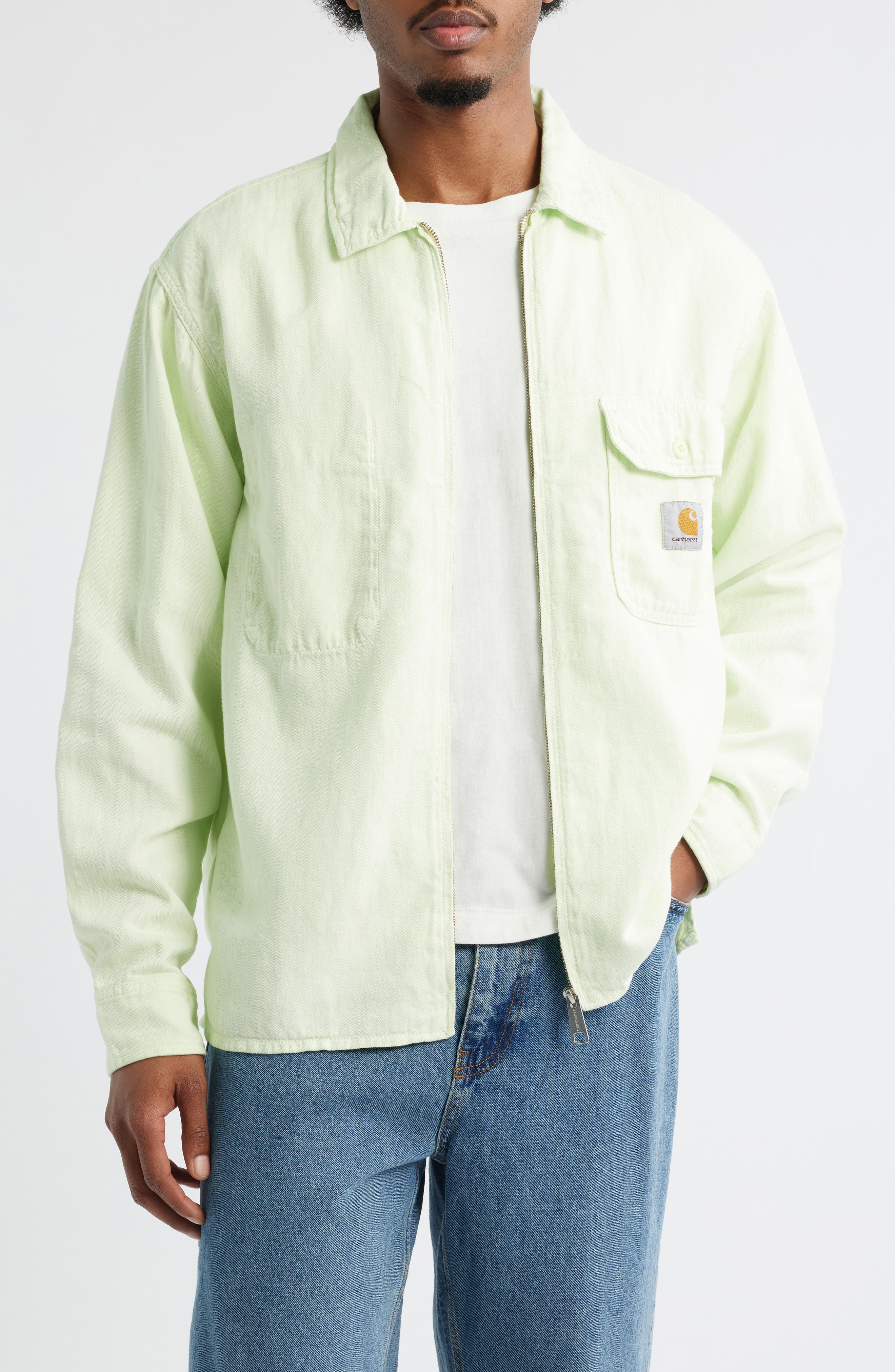 Carhartt Work In Progress Rainer Cotton & Linen Herringbone Zip Jacket