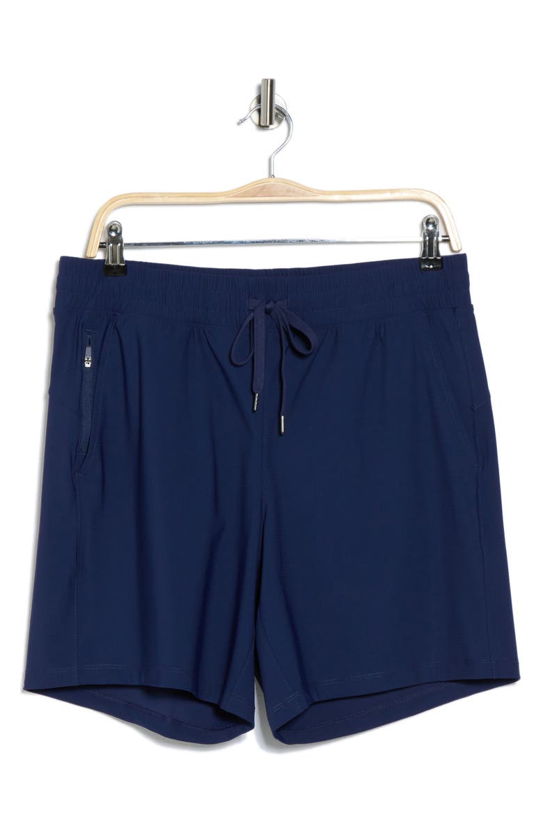 90 DEGREE BY REFLEX Warp Waffle Knit Active Shorts, Alternate, color, Naval Academy