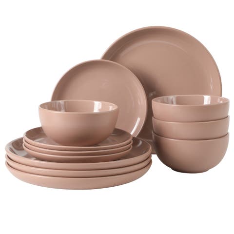 Rockaway 12 Piece Matte Two-Tone Stoneware Dinnerware Set, Service for 4
