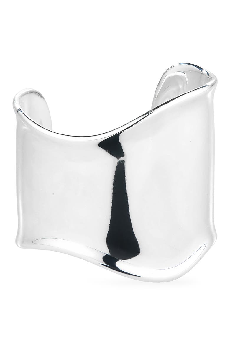 Sculpted Large Wide Cuff Bracelet, Main, color, WARM SILVER