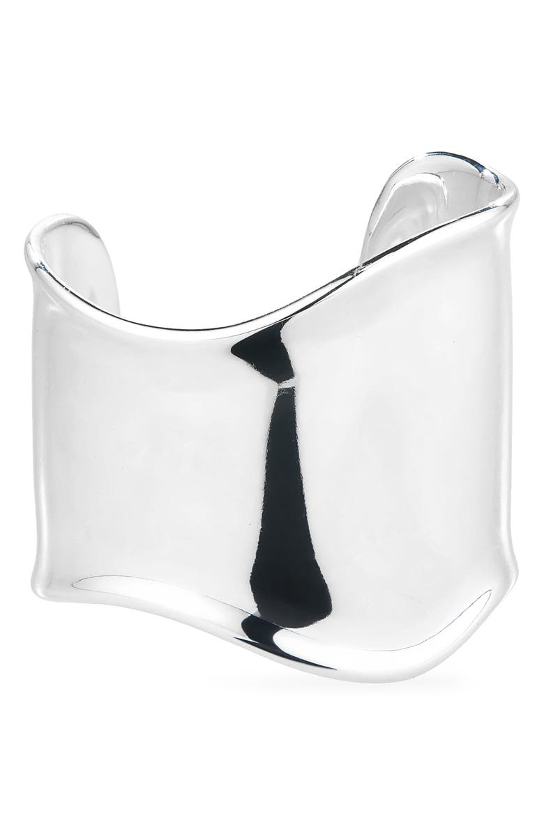 Madewell Sculpted Large Wide Cuff Bracelet, Main, color, Warm Silver