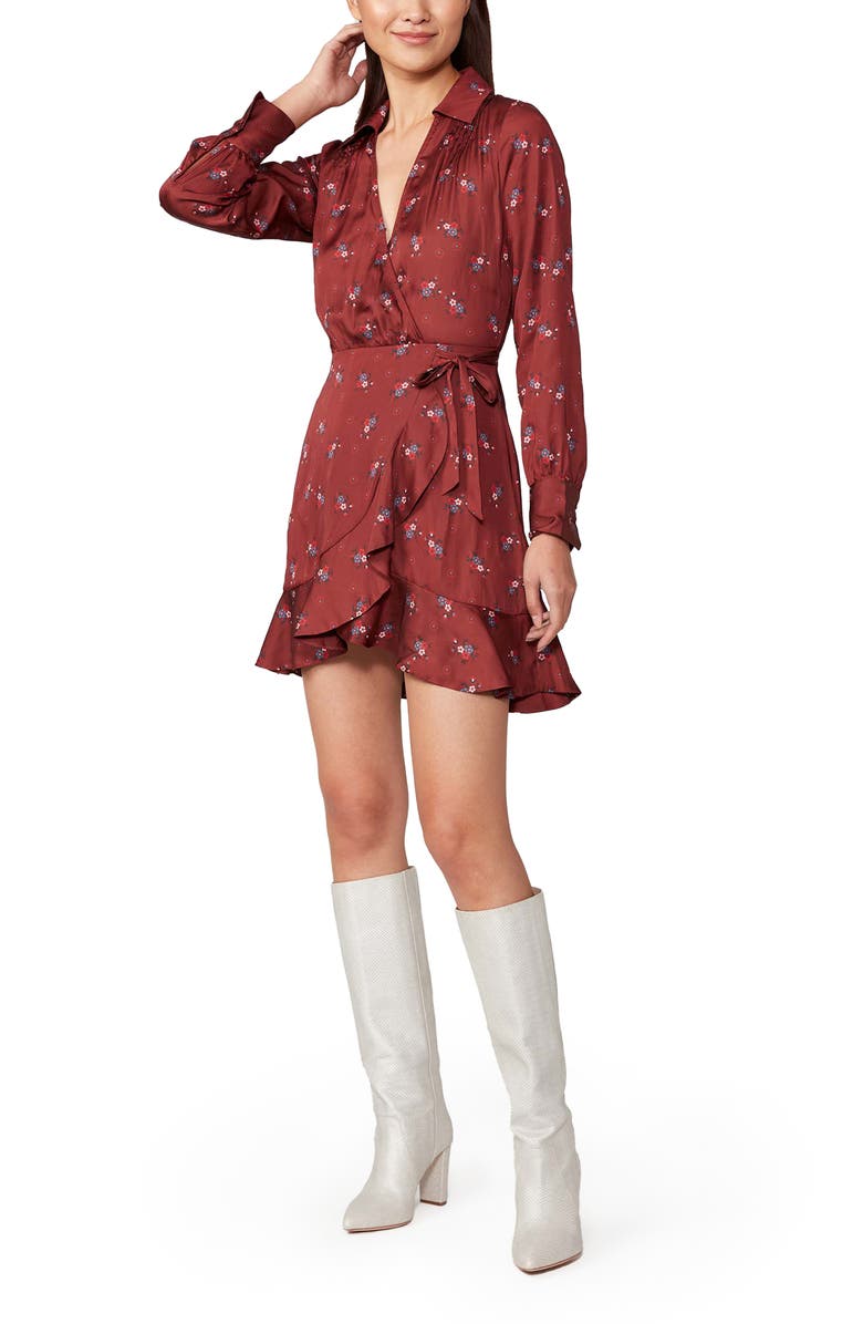 PAIGE Parisa Long Sleeve Minidress, Alternate, color, Velvet Red Multi