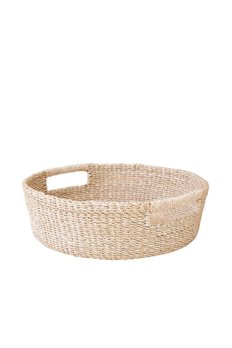 Round Tray with Cutout Handles, Main, color, Natural