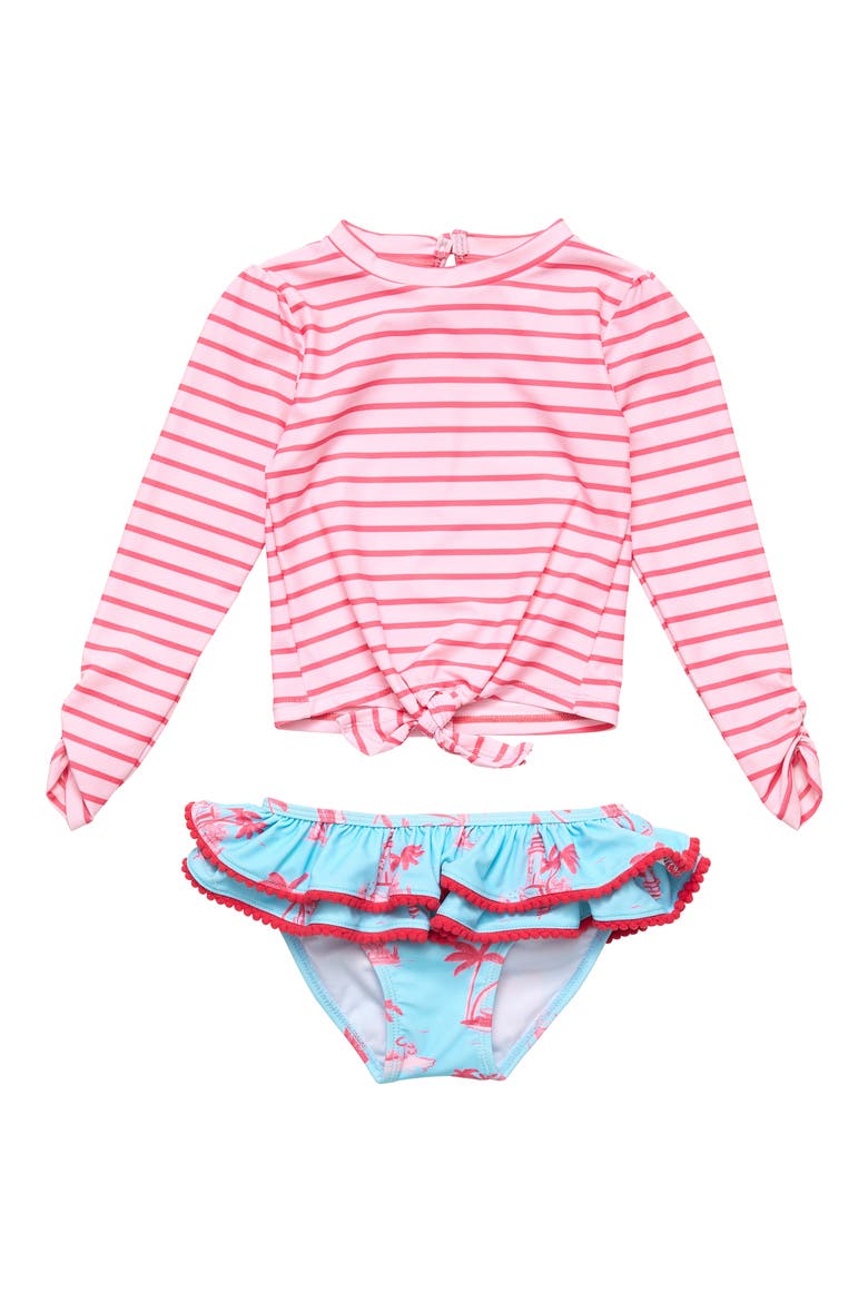 Kids' Lighthouse Island One-Piece Rashguard Swimsuit, Main, color, BLUE