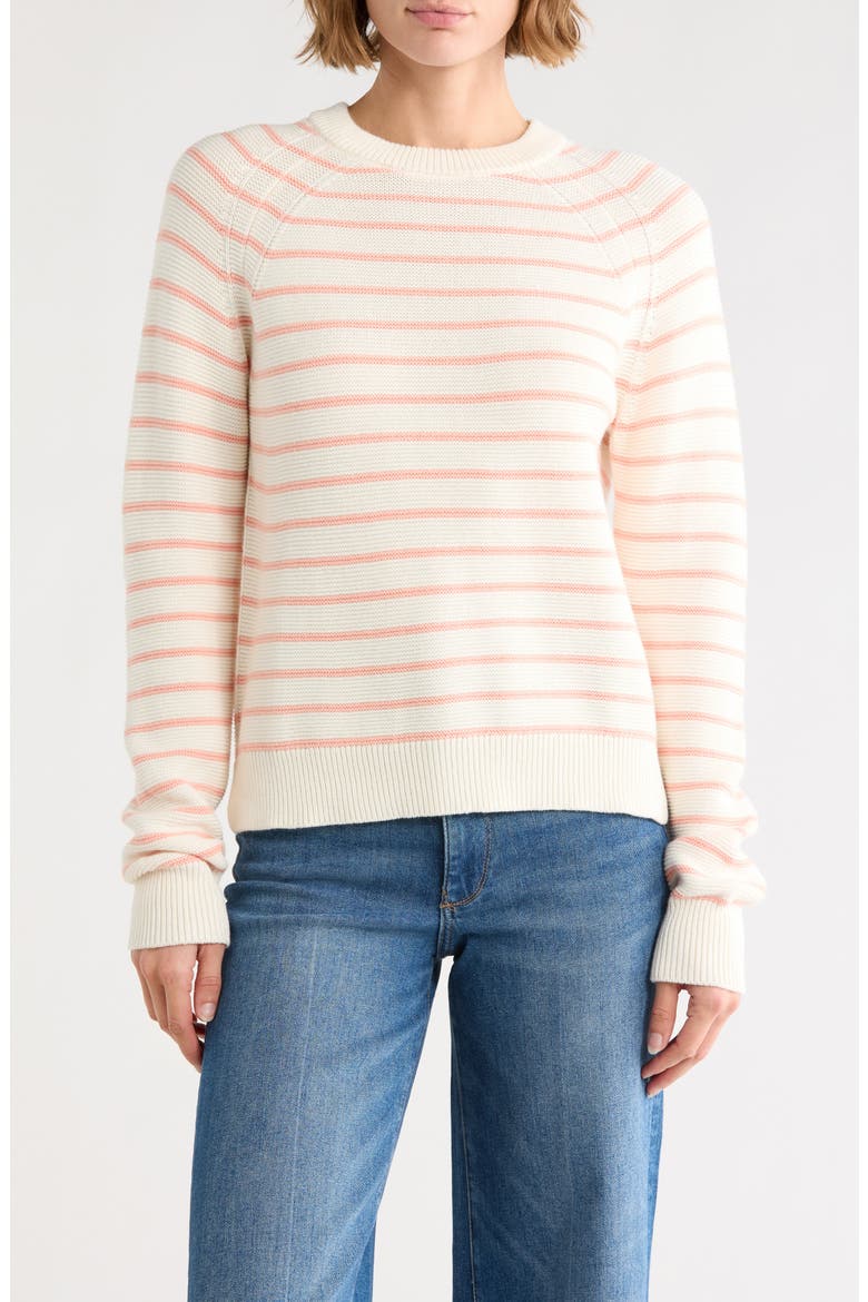 Mozart Stripe Crewneck Sweater, Main, color, IVORY/ PEACH STRIPE