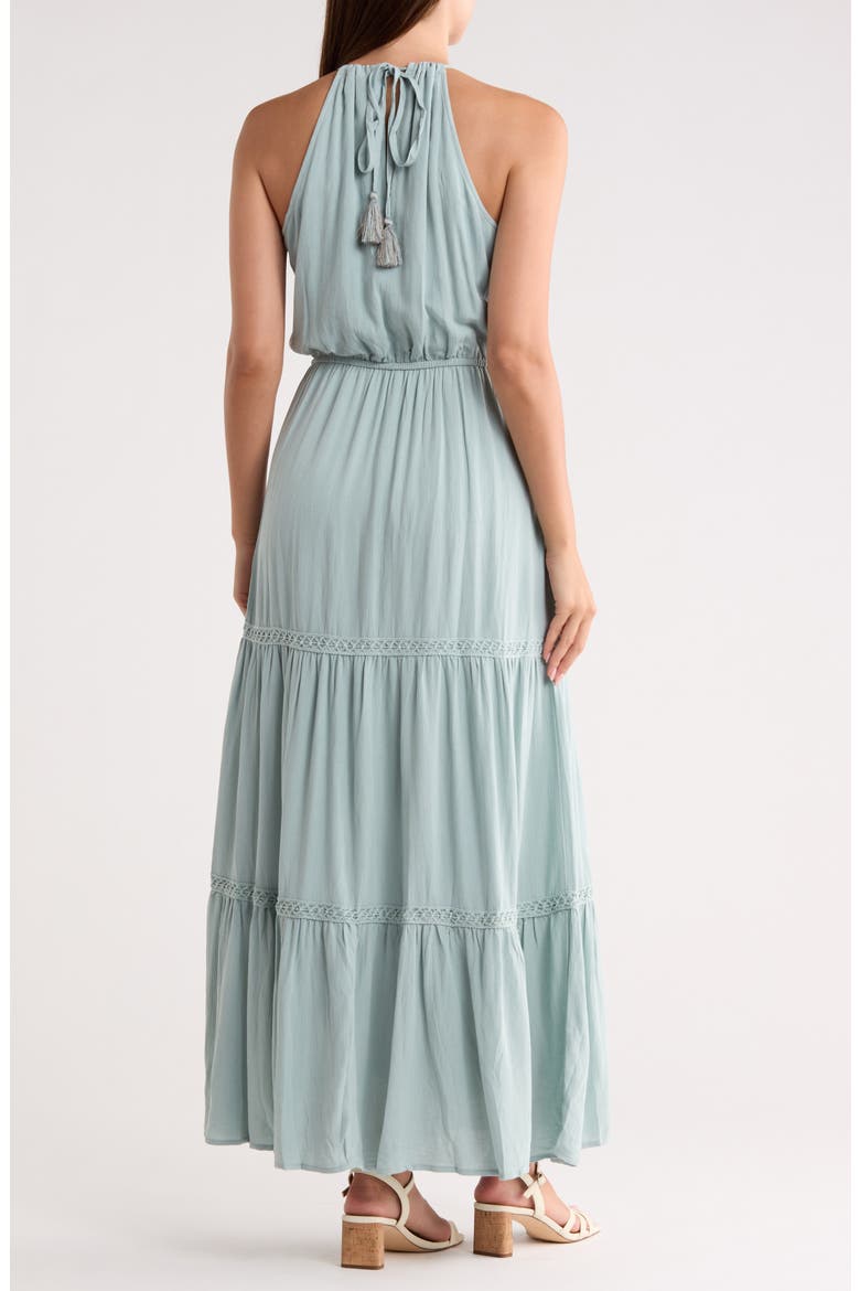 Tiered Halter Dress, Alternate, color, SEAFOAM/ TAUPE