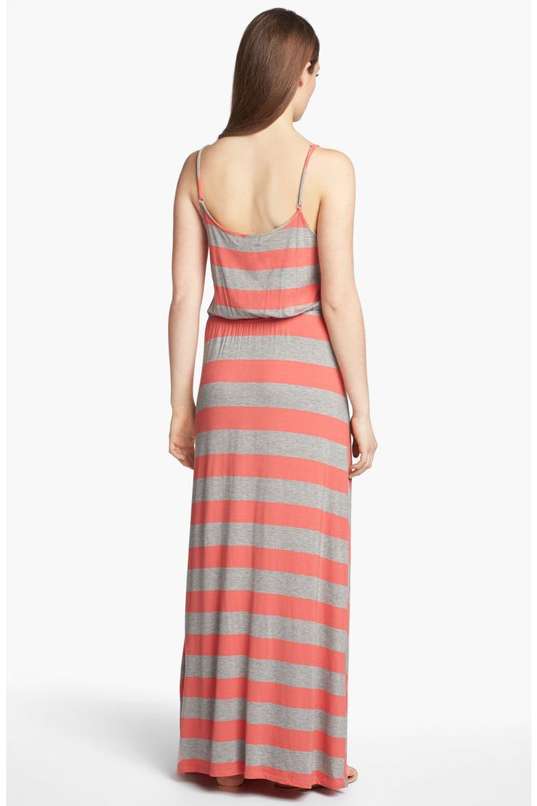 Chevron Stripe Maxi Dress, Alternate, color, CORAL/ HEATHER GRAY