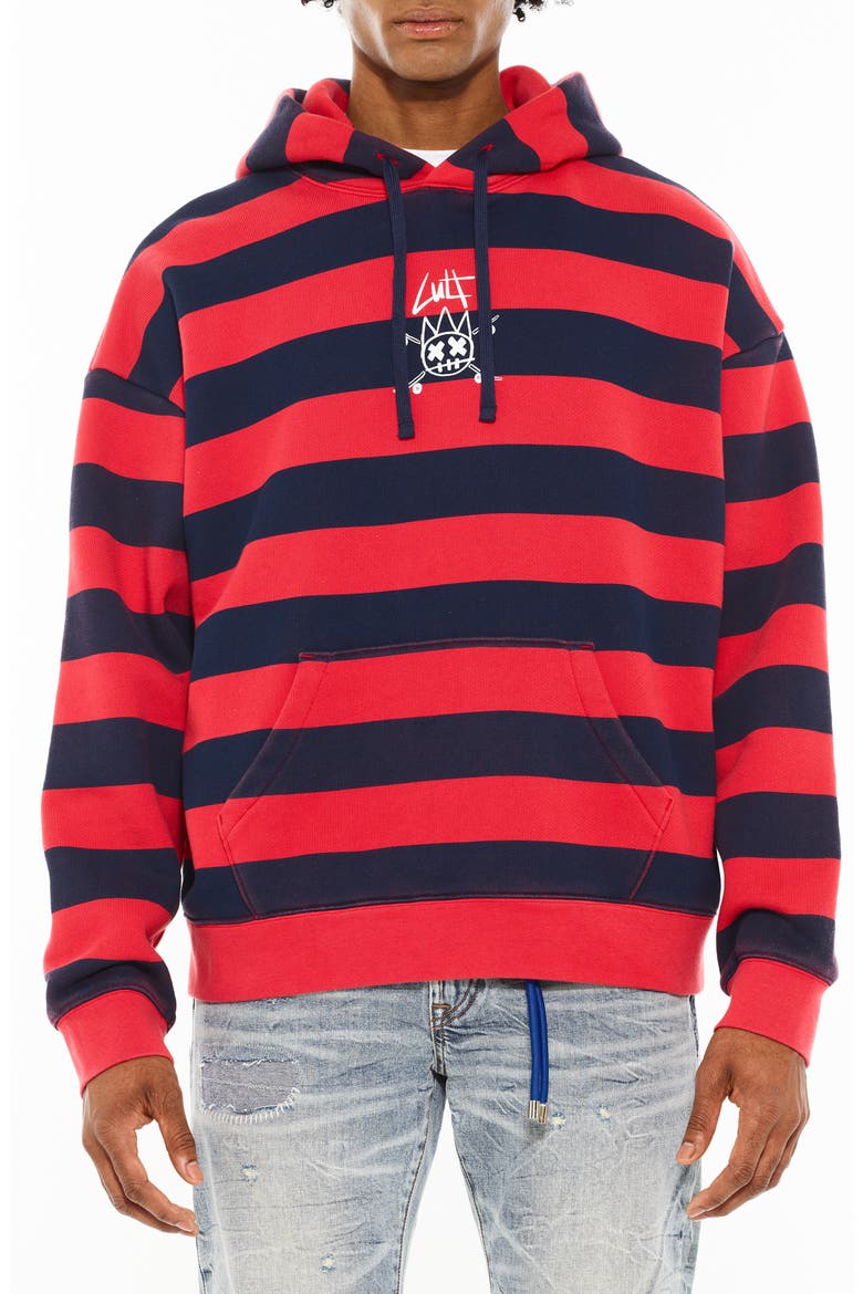 Stripe Graphic Hoodie, Main, color, ROUGE RED/ MIDNIGHT/ BLUE