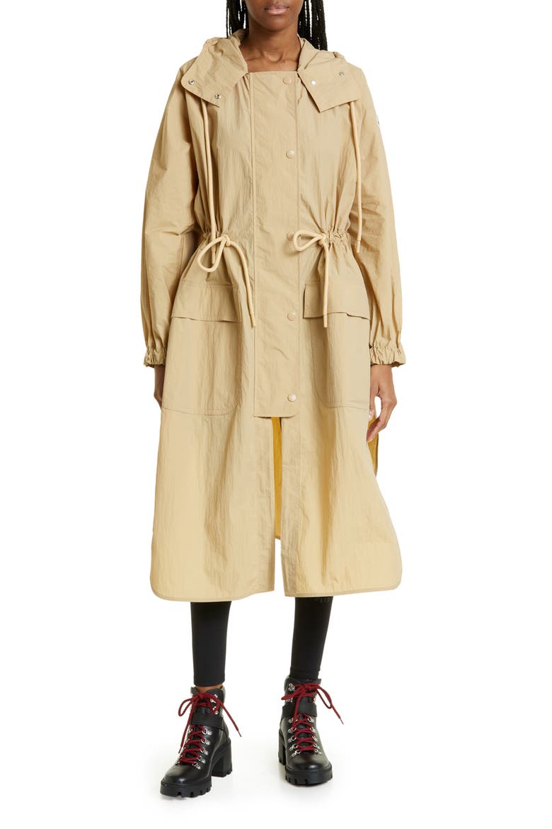 Sologne Nylon Hooded Coat, Main, color, BEIGE