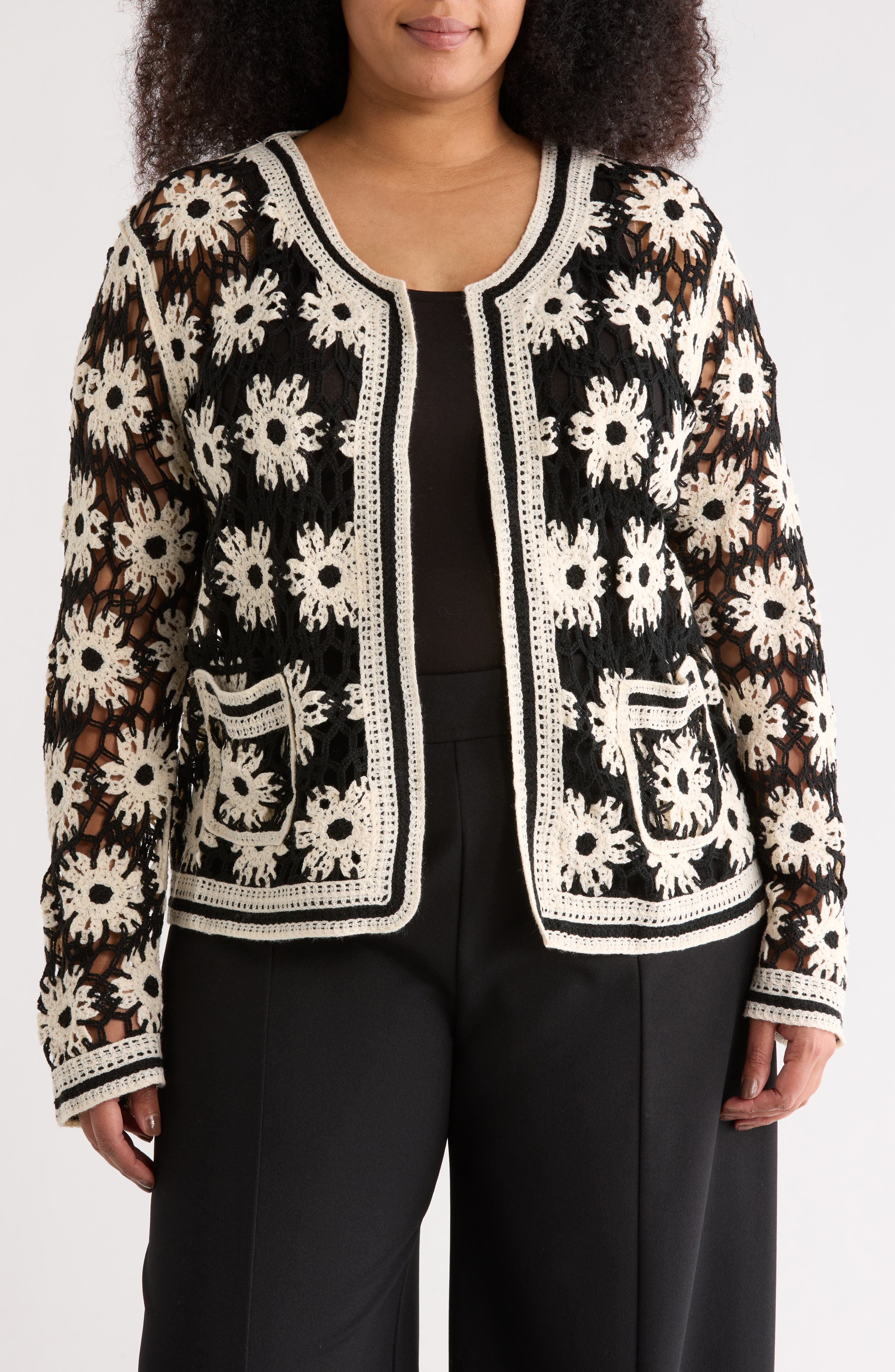 Forgotten Grace Floral Open Knit Cardigan
