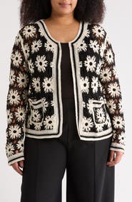 Forgotten Grace Floral Open Knit Cardigan