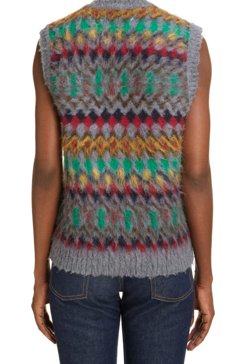 Fair Isle Wool Sweater Vest, Alternate, color, GREY MIX