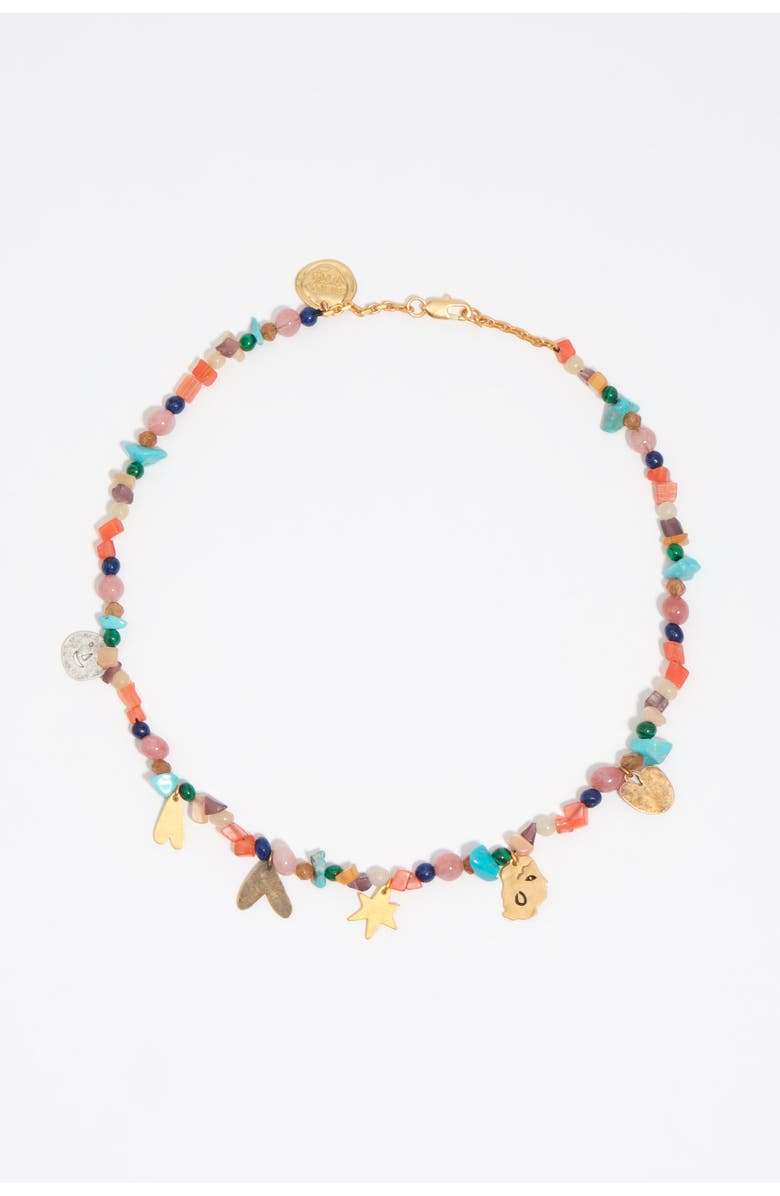Bimba y Lola Necklace With Silhouettes And Multicolor Stones, Main, color, Blue