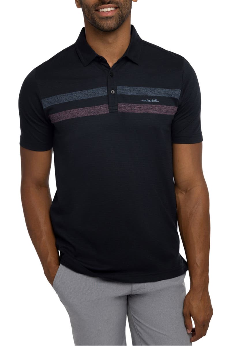 TravisMathew Guided Tour Stripe Polo, Main, color, Black
