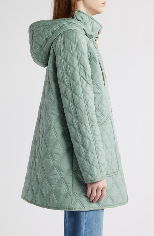 Bernardo Diamond Quilted Hooded Liner Jacket In Green