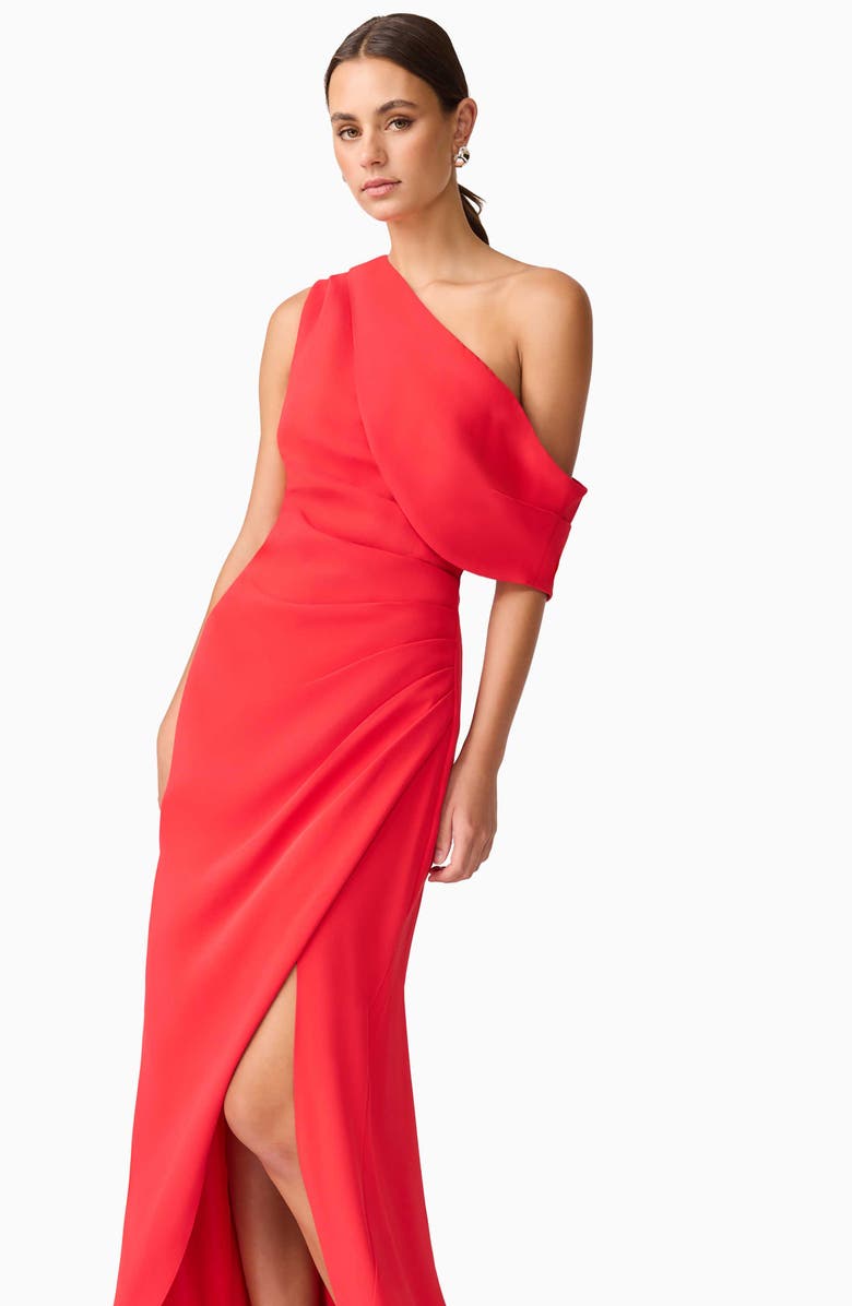Elliatt Isadora One Shoulder Crepe Gown, Alternate, color, Red