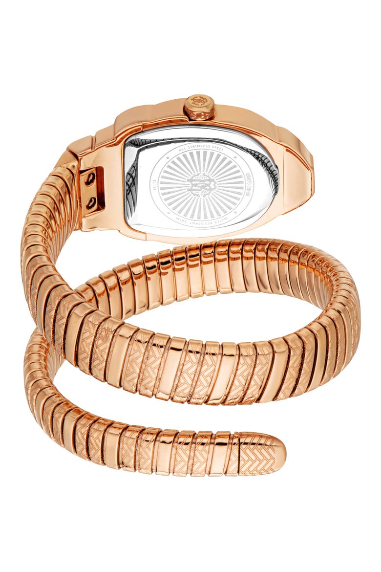 Aurora Snake Wraparound Bracelet Watch, 24mm x 30mm, Alternate, color, ROSE GOLD