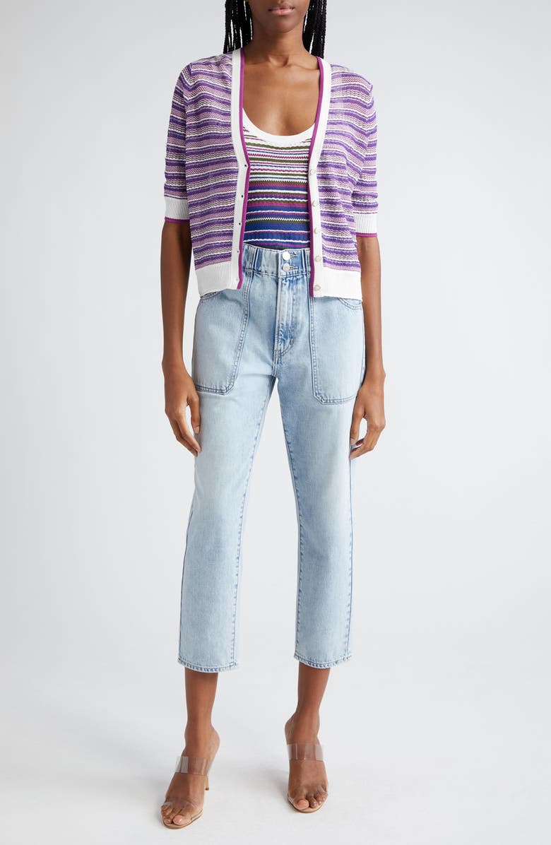 Veronica Beard Varia Mixed Stripe Cardigan, Alternate, color, 