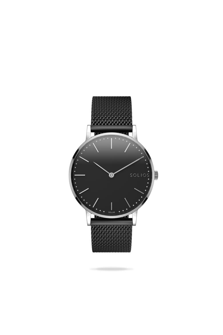 The Solar Classic | Black Dial - Silver Case, Main, color, Black Mesh Metal