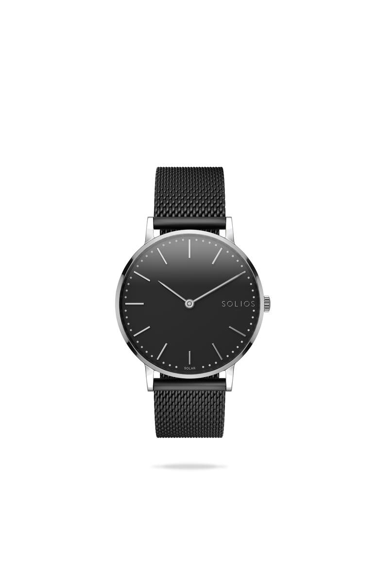 Solios Watches The Solar Classic | Black Dial - Silver Case, Main, color, 