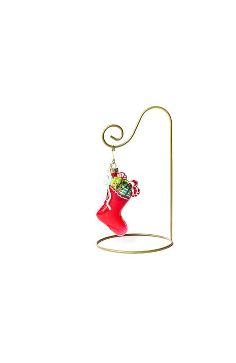 Stuffed Stocking Shaped Ornament with Gold Stand