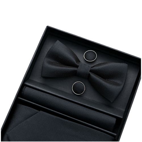 Moustache Crosshatch Tie Set In Black